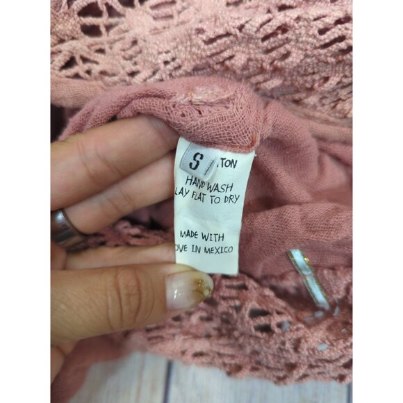 Jen's Pirate Booty Women's Gauze Romper Shorts Long Sleeve Pink Crotchet Size SM - Picture 4 of 13